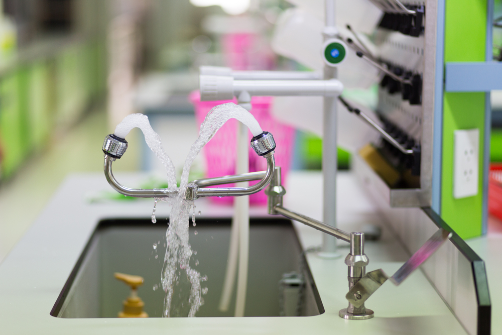 Emergency eye wash in a laboratory